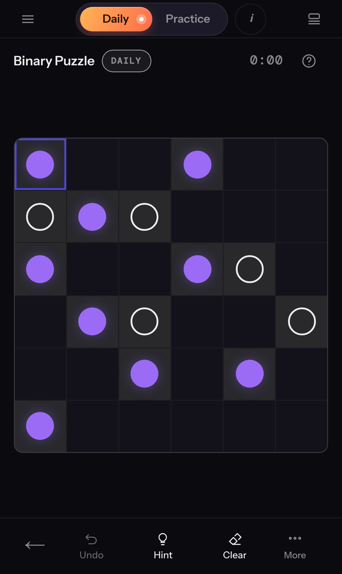 Binary Puzzle on a phone