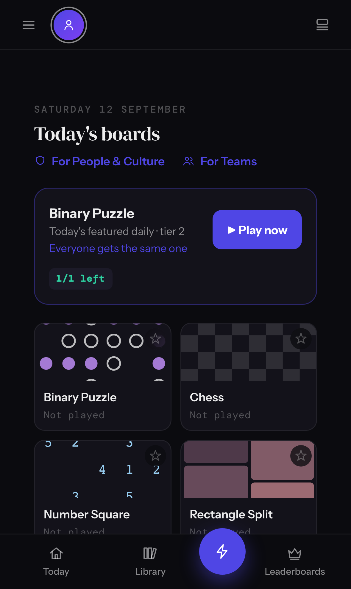 Onsday daily puzzle lobby on a phone